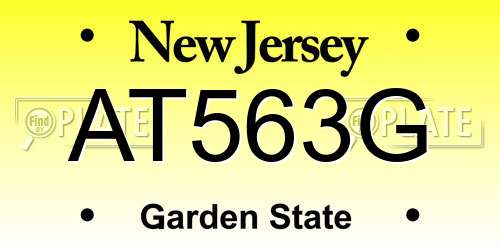 AT563G New Jersey License Plate