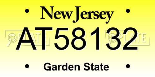 AT58132 New Jersey License Plate