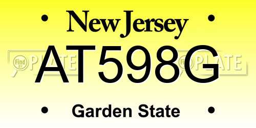 AT598G New Jersey License Plate