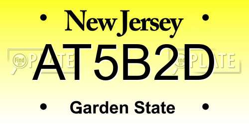 AT5B2D New Jersey License Plate
