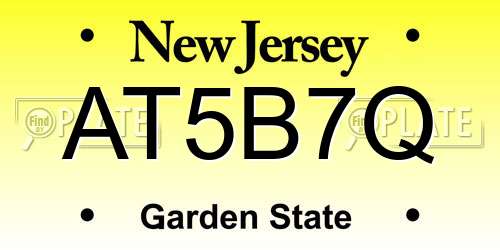 AT5B7Q New Jersey License Plate