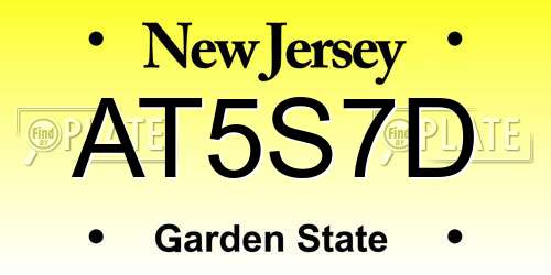 AT5S7D New Jersey License Plate