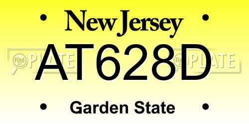 AT628D New Jersey License Plate