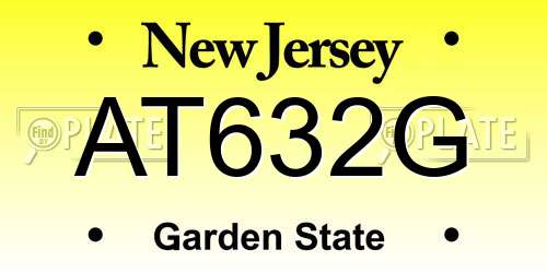 AT632G New Jersey License Plate