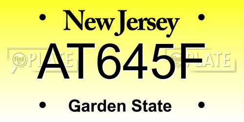 AT645F New Jersey License Plate