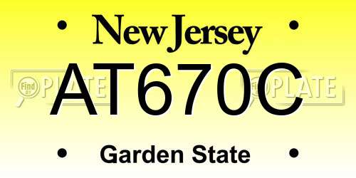 AT670C New Jersey License Plate