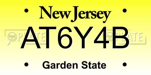 AT6Y4B New Jersey License Plate