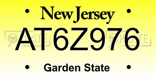 AT6Z976 New Jersey License Plate