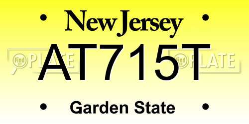 AT715T New Jersey License Plate