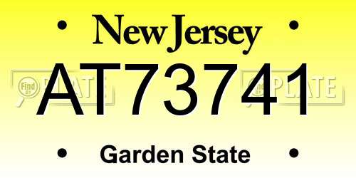 AT73741 New Jersey License Plate