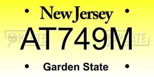 AT749M New Jersey License Plate