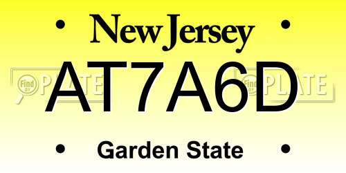 AT7A6D New Jersey License Plate