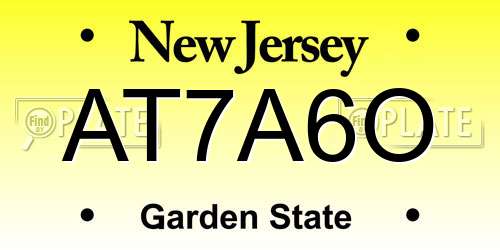 AT7A6O New Jersey License Plate