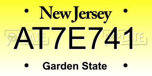 AT7E741 New Jersey License Plate