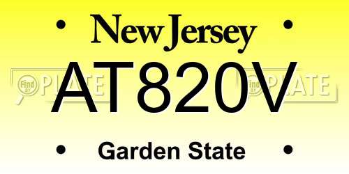 AT820V New Jersey License Plate