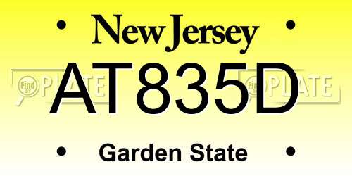 AT835D New Jersey License Plate
