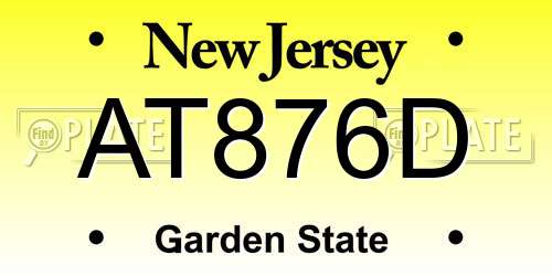 AT876D New Jersey License Plate