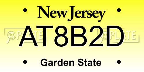 AT8B2D New Jersey License Plate