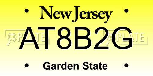AT8B2G New Jersey License Plate