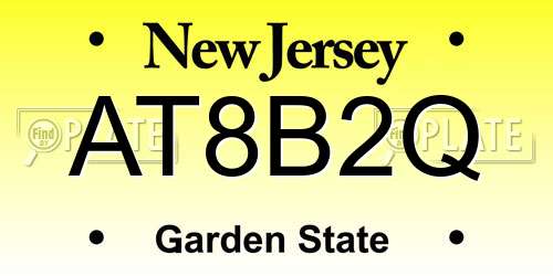 AT8B2Q New Jersey License Plate