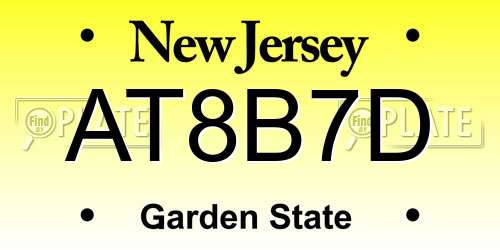 AT8B7D New Jersey License Plate