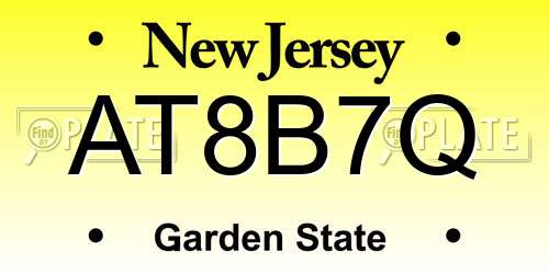 AT8B7Q New Jersey License Plate