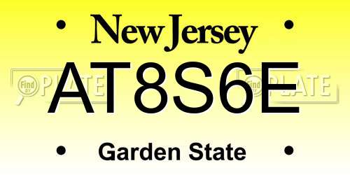 AT8S6E New Jersey License Plate