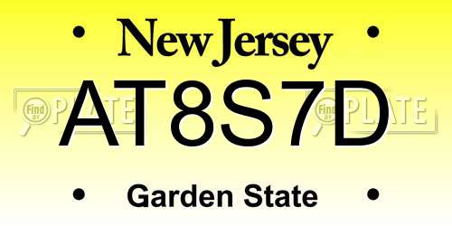 AT8S7D New Jersey License Plate