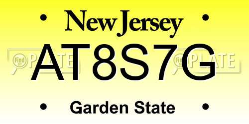 AT8S7G New Jersey License Plate