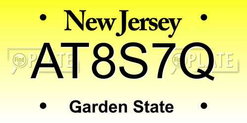AT8S7Q New Jersey License Plate