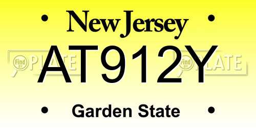 AT912Y New Jersey License Plate