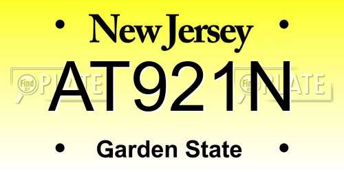 AT921N New Jersey License Plate