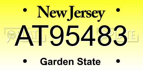 AT95483 New Jersey License Plate