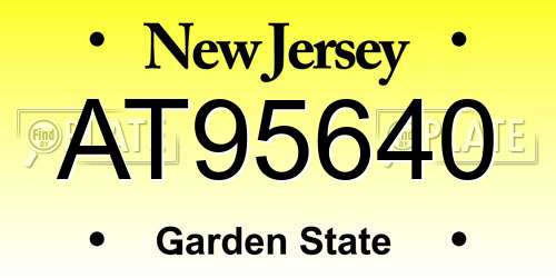 AT95640 New Jersey License Plate