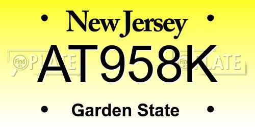 AT958K New Jersey License Plate