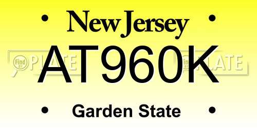 AT960K New Jersey License Plate