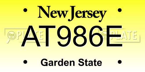 AT986E New Jersey License Plate