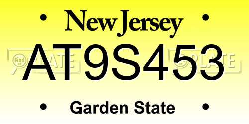 AT9S453 New Jersey License Plate