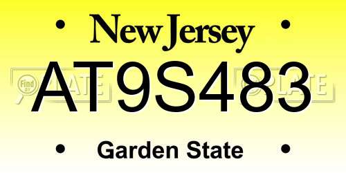 AT9S483 New Jersey License Plate
