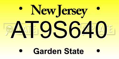 AT9S640 New Jersey License Plate