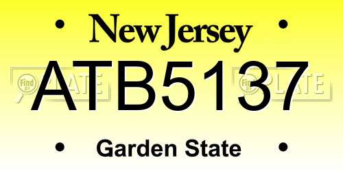 ATB5137 New Jersey License Plate