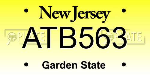 ATB563 New Jersey License Plate