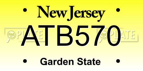 ATB570 New Jersey License Plate