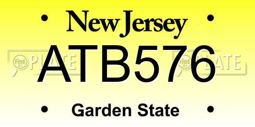 ATB576 New Jersey License Plate