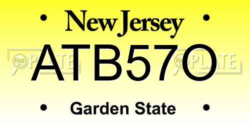 ATB57O New Jersey License Plate