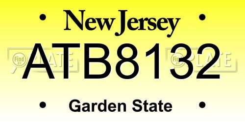ATB8132 New Jersey License Plate