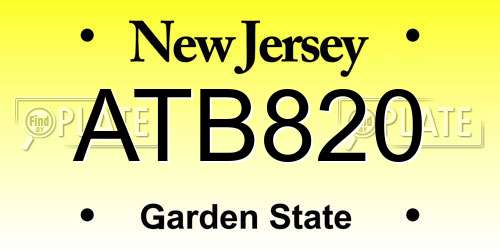 ATB820 New Jersey License Plate