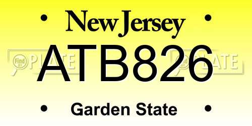 ATB826 New Jersey License Plate