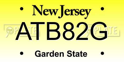 ATB82G New Jersey License Plate