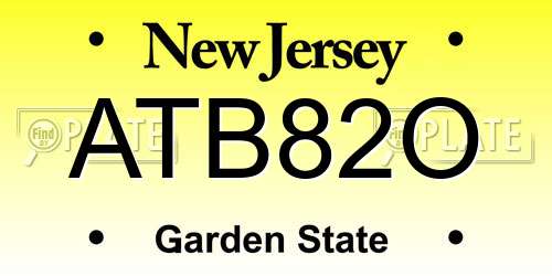 ATB82O New Jersey License Plate